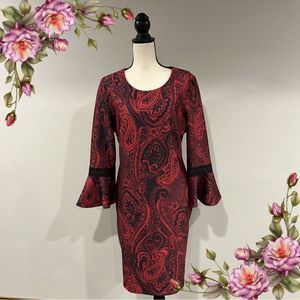 Tommy Hilfiger Red and Black Long Sleeve Dress size 14